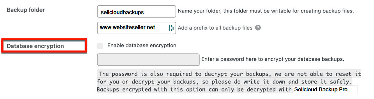 backup database encryption